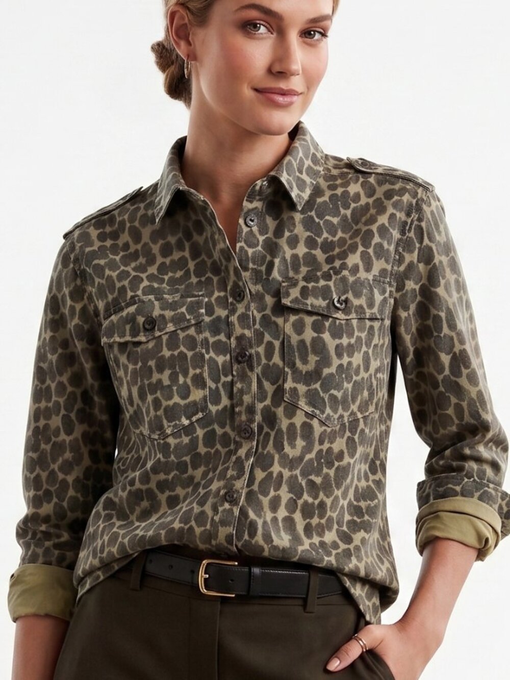 Banana Republic Leopard Print Dillon Shirt S NWT